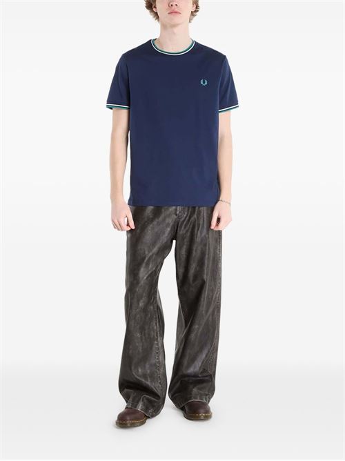 T-shirt uomo manica corta blu/verde FRED PERRY | M158886A